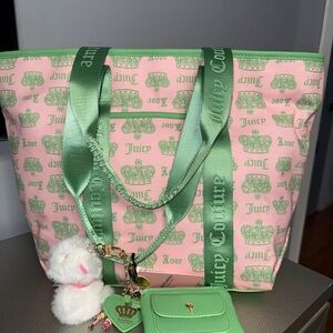 Juicy Couture Festival Mini Tote Bag in a pink diamond retro canvas colorway
